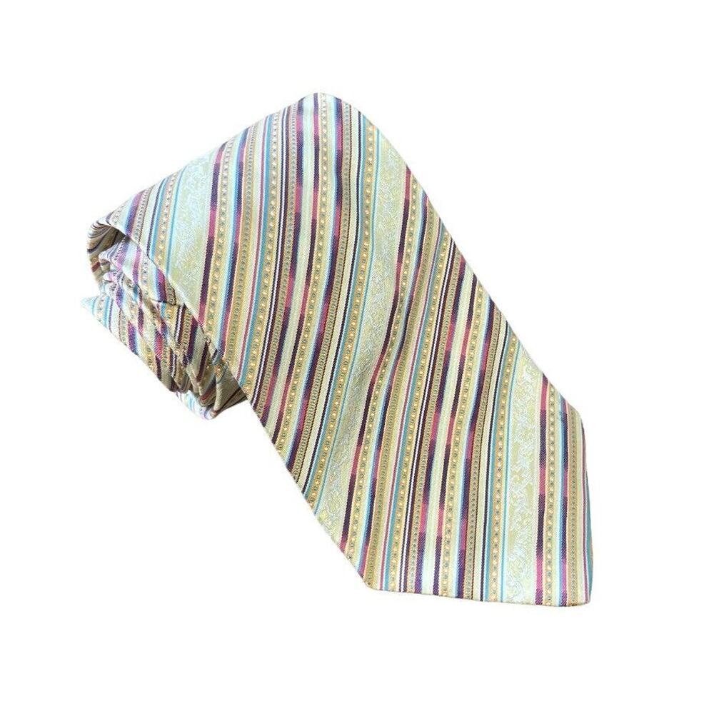 Versace Medusa Classic Silk Neck Tie Italy Made Striped Multicolor Men